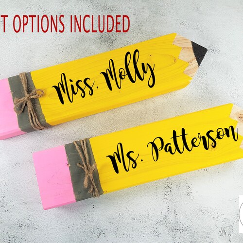 Personalized Pencil Wood Sign Teacher Name Plaque Etsy
