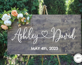 Personalized Names with heart Wood Board Sign, Wedding Sign, Wedding Gift, Couple Presents, Personalized Wedding Wood Sign, Wedding Decor