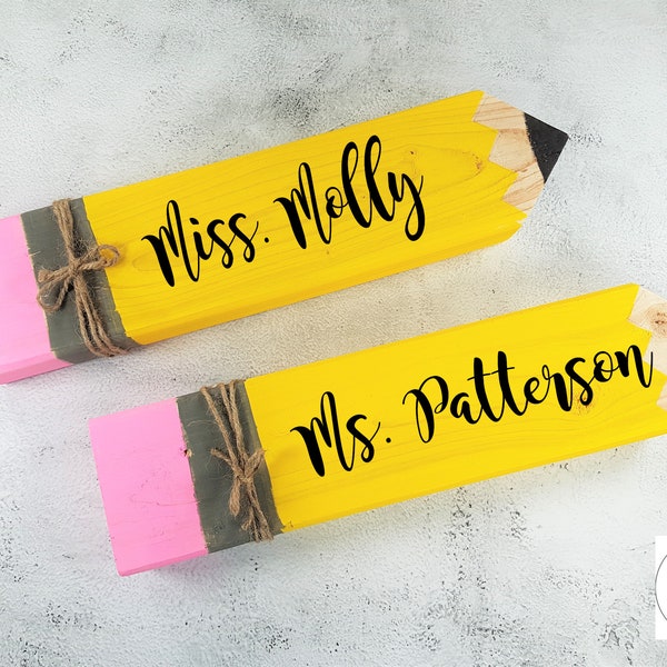 Personalized Pencil Wood Sign, Teacher Name Plaque, Personalized Teacher Gift, Handmade Customize Teacher Gift, Teacher Appreciation Gift