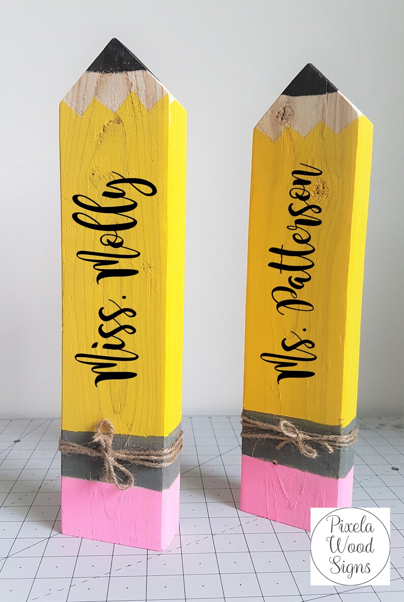 Personalized Pencil Wood Sign Teacher Name Plaque Etsy