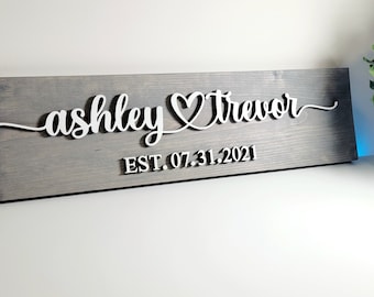 Personalized Couple Names Sign, Heart Name Wood Sign, Wedding Gift Idea, Anniversary Gift, Valentine's Day Gift, Wedding Gift for Couples