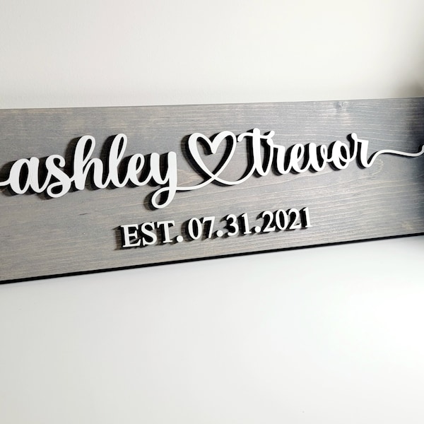 Personalized Couple Names Sign, Heart Name Wood Sign, Wedding Gift Idea, Anniversary Gift, Valentine's Day Gift, Wedding Gift for Couples