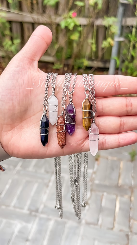 Amazon.com: GEHECRST Chakra Healing Crystal Necklace Tree of Life Wire  Wrapped Natural Quartz Crystal Stone Point Gemstone Pendant Necklace for  Women Christmas Birthday Gift : Clothing, Shoes & Jewelry
