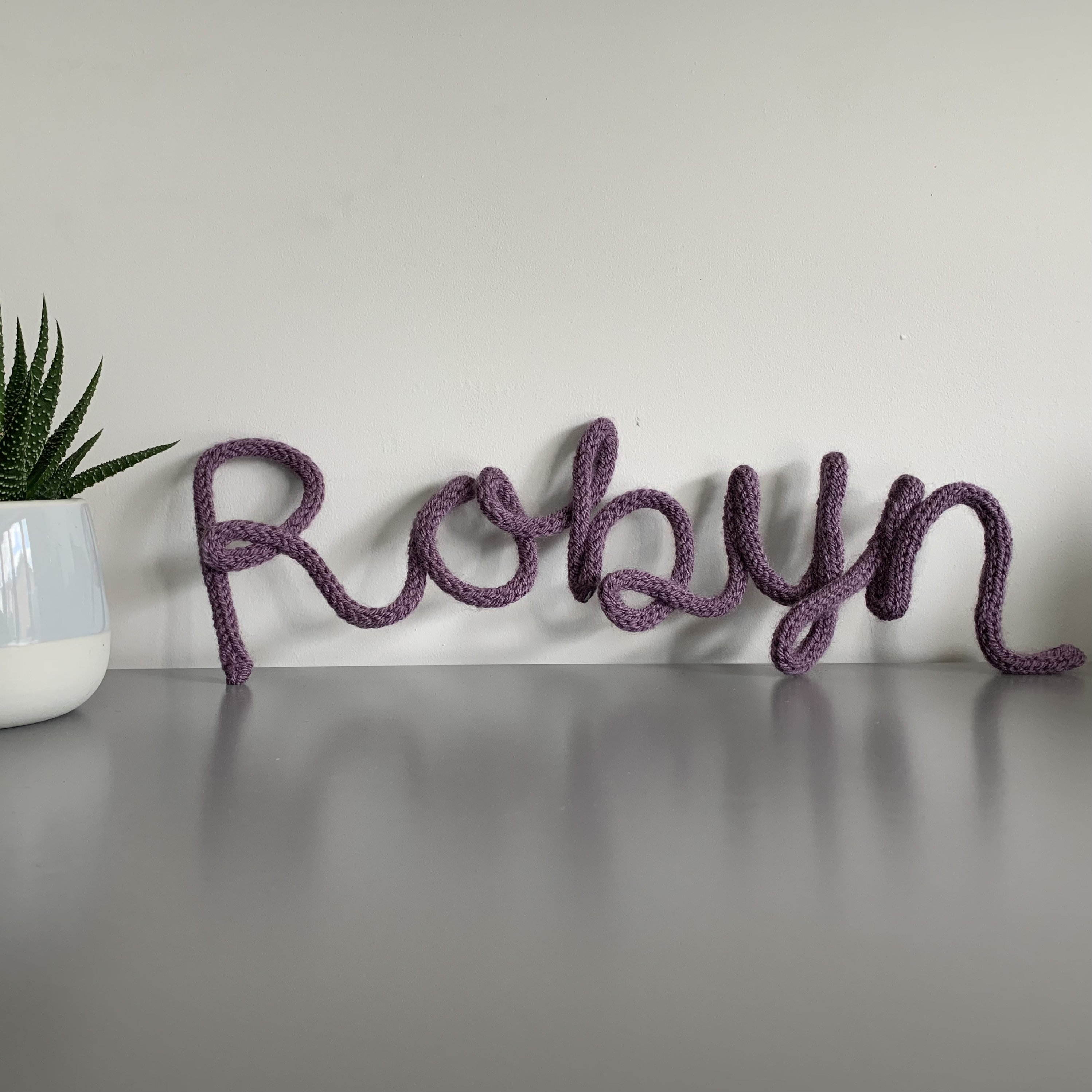 Knitted wire word custom wall decor name door sign Etsy