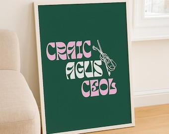 Craic Agus Ceol Print: Arte de pared de música irlandesa (descarga digital)