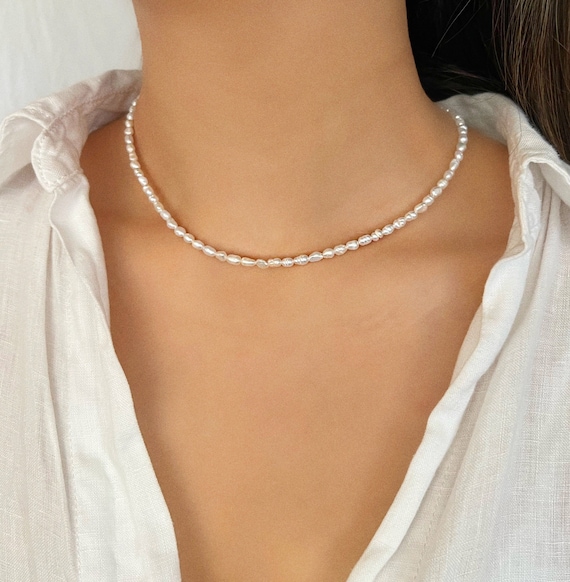 Freshwater rice 2024 pearl necklace