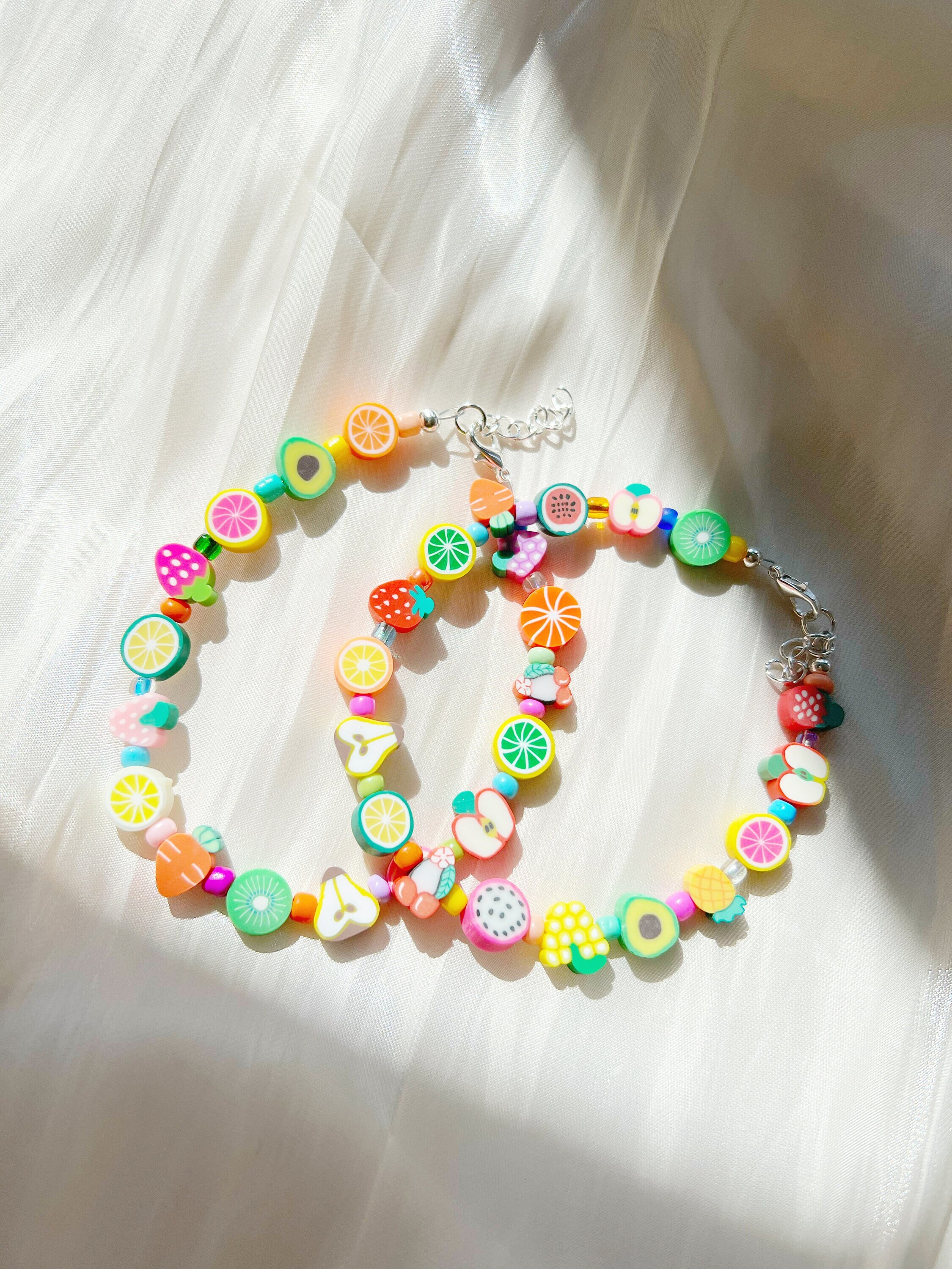 Custom Fruit Bracelet, Summer Bracelet Stack, Colorful Fruity Bracelet,  Adjustable Bracelet Bulk, Rainbow Fruit Charm, Polymer Clay Charms 