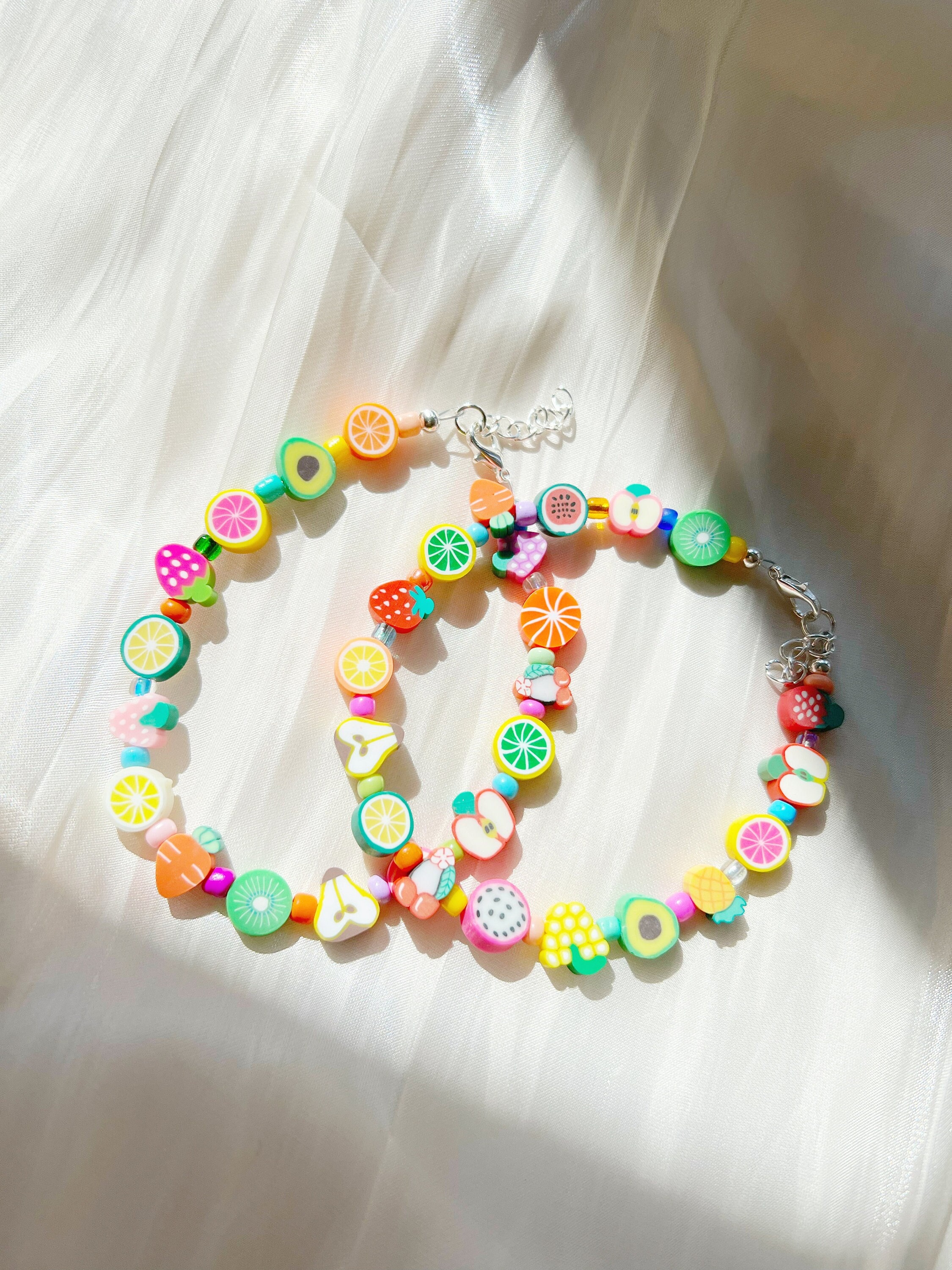 国内で当店のみ ILLUSORY - Mixed Beads Charm Bracelet Mixed Fruit Bead Charm Bracelet or Anklet With Colourful