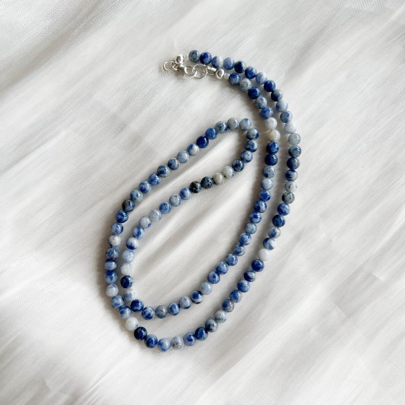 Blue Beaded Stone Necklace