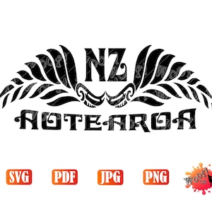 AOTEAROA SVG, Māori, long nuage blanc, tribal, fougère argentée, Kiwi, Nouvelle-Zélande, png, jpg, numérique, fichier vinyle découpé, vecteur, Silhouette, Cricut