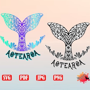 AOTEAROA SVG, Māori, Whale, Tribal, Kiwi, New Zealand, Long white cloud, png, jpg, digital, Vinyl Cut File, Vector, Silhouette, Cricut