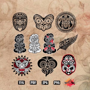 Maorí, tribal, tiki, helecho plateado, Nueva Zelanda, maorí, indígena, archivo de corte de vinilo, archivo digital, silueta, Cricut, vector SVG