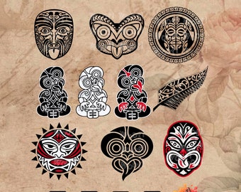 Māori, Tribal, Tiki, Silver Fern, New Zealand, Maori, Indigenous, Vinyl Cut File, Digital File, Silhouette Cricut Vector SVG