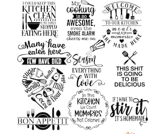 Kitchen Bundle Funny Sarcastic Cook Chef Cooking Food Decor SVG digital Vinyl Cut File Vector Silhouette Cricut