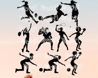 Womens Ball Sports Table Tennis Soccer Rugby Football Grid Iron Squash Tennis Ten Pin Bowling AFL SVG Png Jpg Pdf Silhouette Cricut Cut File