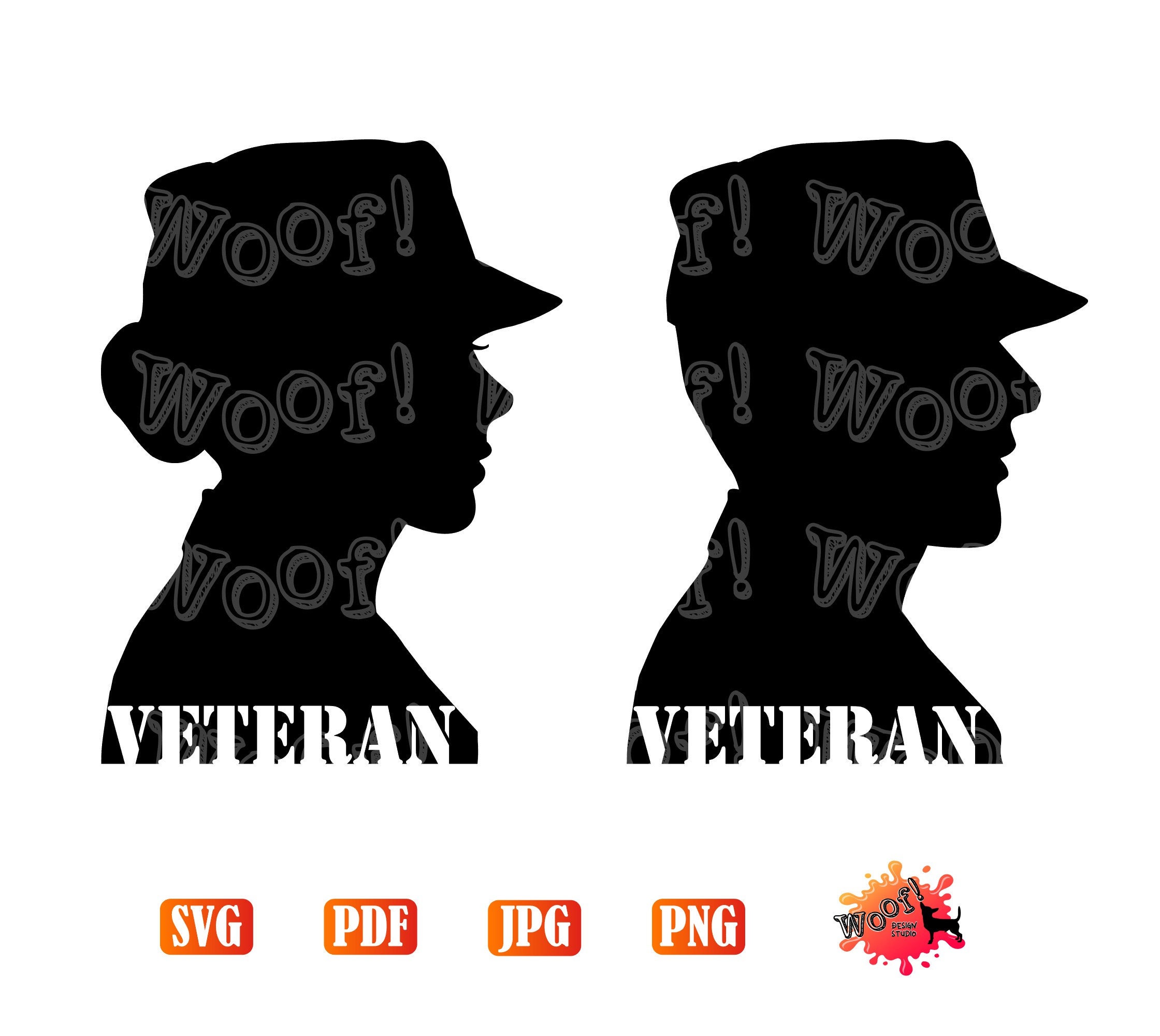 Veteran, Army, Soldier, War, Uniform, Hat, Woman, Man, Patriot, Patriotic, Military, Service, Defence, Vector Silhouette Cricut, SVG, Vector
