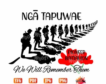 Silver Fern ANZAC Kiwi New Zealand, Soldier Nga Tapuwae Maori Veteran Remembrance Day Army Lest We Forget Digger Silhouette Cricut, SVG