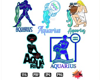 Aquarius Horoscope Water Bearer Woman Man African Greek SVG Png Pdf Jpeg Silhouette Cricut for Vinyl cutting HTV Scrapbooking Logo Clipart