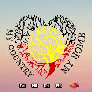 Heart Tree Primeira Nação Indígena Torres Strait Islander Aborígene Thursday Island Austrália Bandeira do País de Origem SVG Silhueta, Cricut