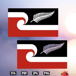 Māori, New Zealand, Silver Fern, Flag, Tino Rangatiratanga, png, jpg, digital, Vinyl Cut File, Vector, Silhouette, Cricut