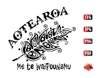 AOTEAROA SVG, Māori, Long White Cloud, Tribal, Silver Fern