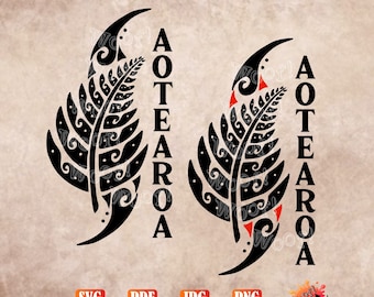 AOTEAROA, SVG, Māori, Long White Cloud, Tribal, Silver Fern, Kiwi, New Zealand, png, jpg, digital, Vinyl Cut File, Vector Silhouette, Cricut