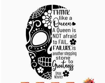 Sugar Skull, Queen, Motivational, Mandala, Vinyl Cut File, Vector, Silhouette, Cricut, SVG, Craft, make stickers, decals, signs, t-shirts