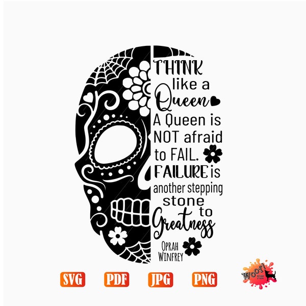 Sugar Skull, Queen, Motivational, Mandala, Vinyl Cut File, Vector, Silhouette, Cricut, SVG, Craft, make stickers, decals, signs, t-shirts