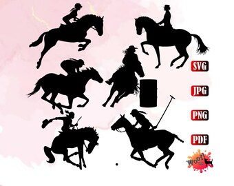 Horse Sports Rodeo Barrel Racing Polo Horse Racing Dressage Show Jumping SVG Png Jpg Pdf Silhouette Cricut Cut File Scrapbooking Logo