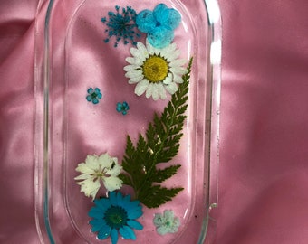 Trinket Dish Pressed Flowers, Nature Lovers Gift Real Flower Dish Ring Dish Rose Petals Botanical Jewelry Dish