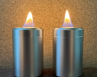 AlCANdle Pair - Your new friend... a Drunk Candle! Pretty Flames for 8 Hours, No Wick, No Wax, No Scent, No Liquid, No Soot. Free Shipping.