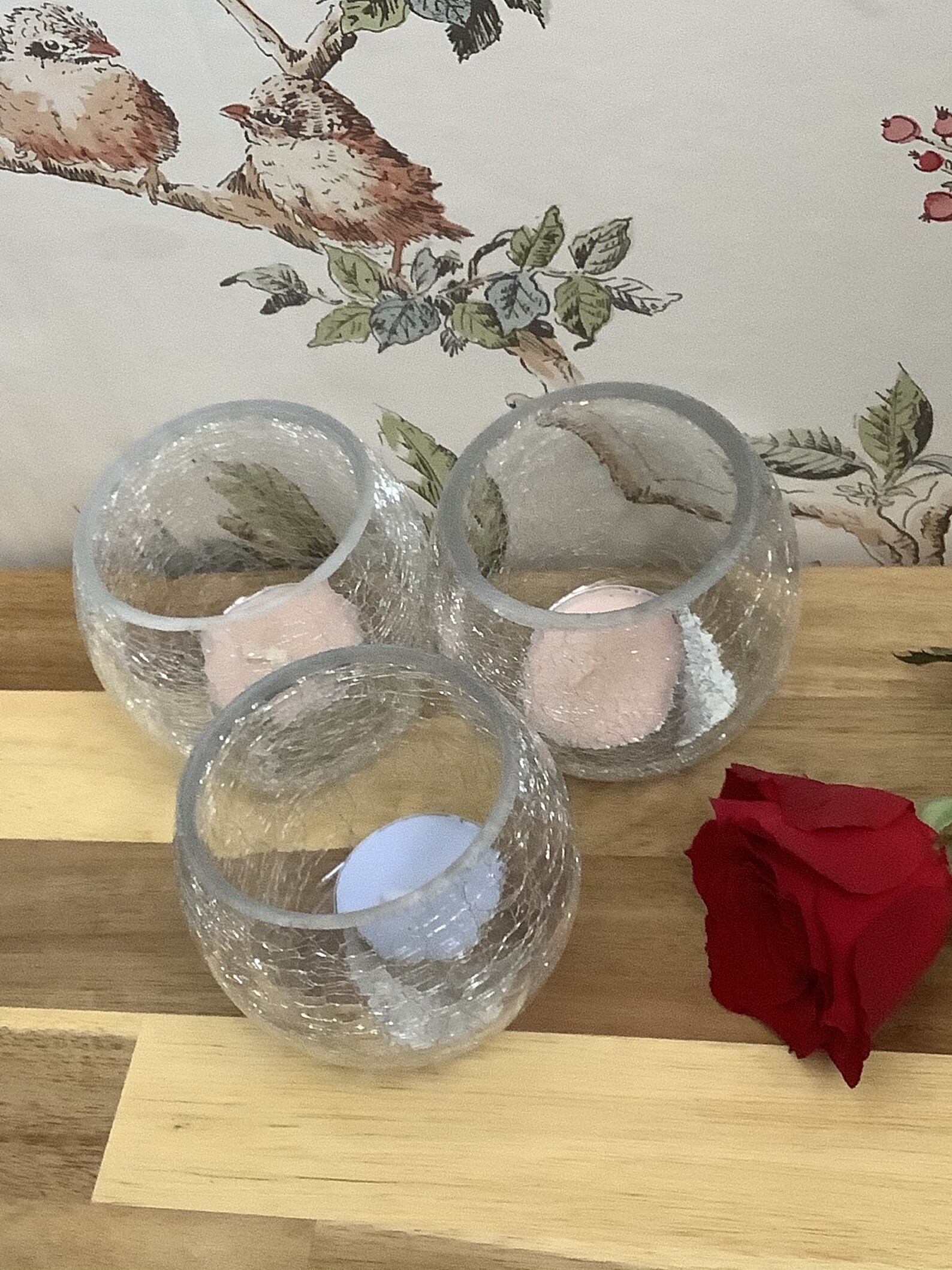 Cracked glass tea light holders Etsy