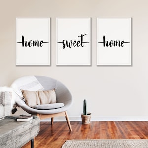 Home Sweet Home Print, Printable Wall Art, Set of 3, Poster, Home Decor, Triptych, Set Of Three Prints, Welcome Sign, INSTANT DOWNLOAD
