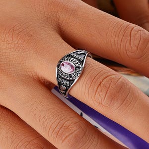 Customized Sterling Silver or 10KT Gold Women's High School and College Class Ring – Delicate Classic Collection – Mementos Jewelry