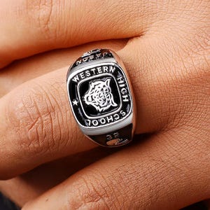 Customized Sterling Silver or 10kt Gold Men’s High School and College Class Ring – Men's Signet Collection – Mementos Jewelry