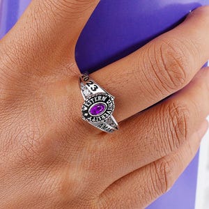 Customized Women’s High School and College Class Ring – Personalized Sterling Silver or 10kt Gold – Pageantry Collection – 6 Custom Features