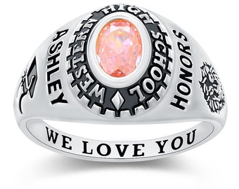 Customized Sterling Silver or 10 KT Gold Ladies Class Ring