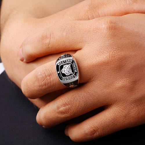 Customized Sterling Silver or 10kt Gold Men’s High School and College Class Ring – Men's Signet Collection – Mementos Jewelry