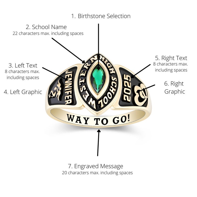 Lady Legend Class Rings Customized Sterling Silver or 10 KT Gold Ladies Class Ring – Journey ...