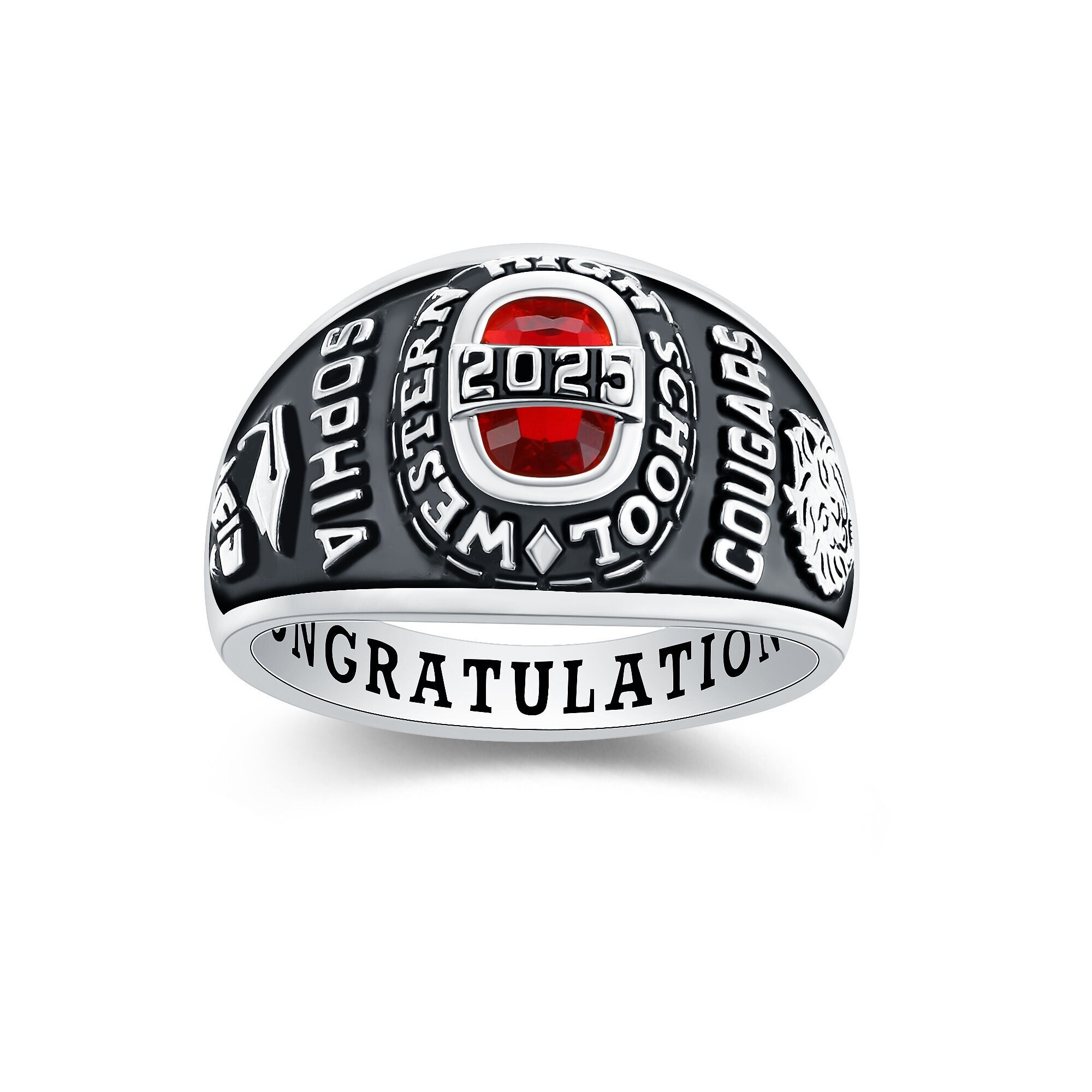 Lady Legend Class Rings Customized Sterling Silver or 10 KT Gold Ladies Class Ring – Royal ...