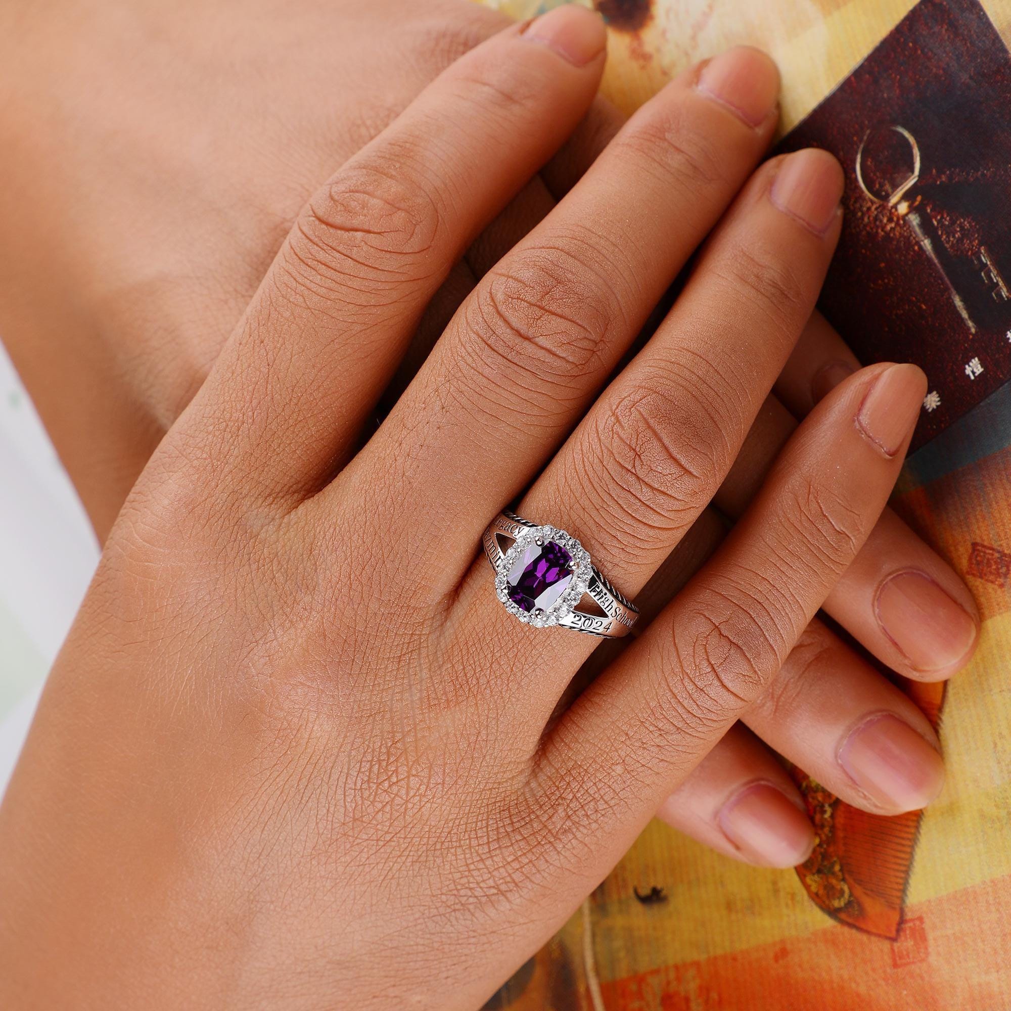 Ships in 3 days Customized Class Rings for Women 925 Sterling Silver or Brass Personalized High School College University Women Class Ring