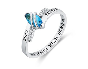 Customized Sterling Silver Women Class Ring – Moonlight Collection