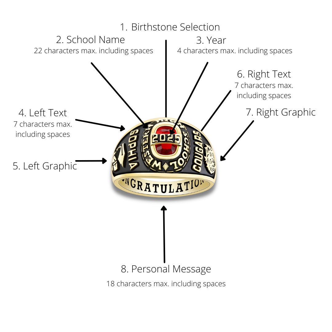 Lady Legend Class Rings Customized Sterling Silver or 10 KT Gold Ladies Class Ring – Royal ...