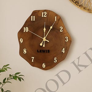 Personalized Wooden Wall Clock - Rustic Wood Clock - Engraved Custom Name Clock - Unique Gift - Farmhouse Decor