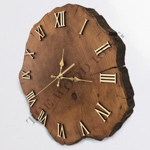 Wood Oak Slice Clock, Tree Wall Clock, Natural Stump Clock, Home Decor, Wooden Trunk Clock, Farmhouse Rustic Clock, Gift for Husband, Unique