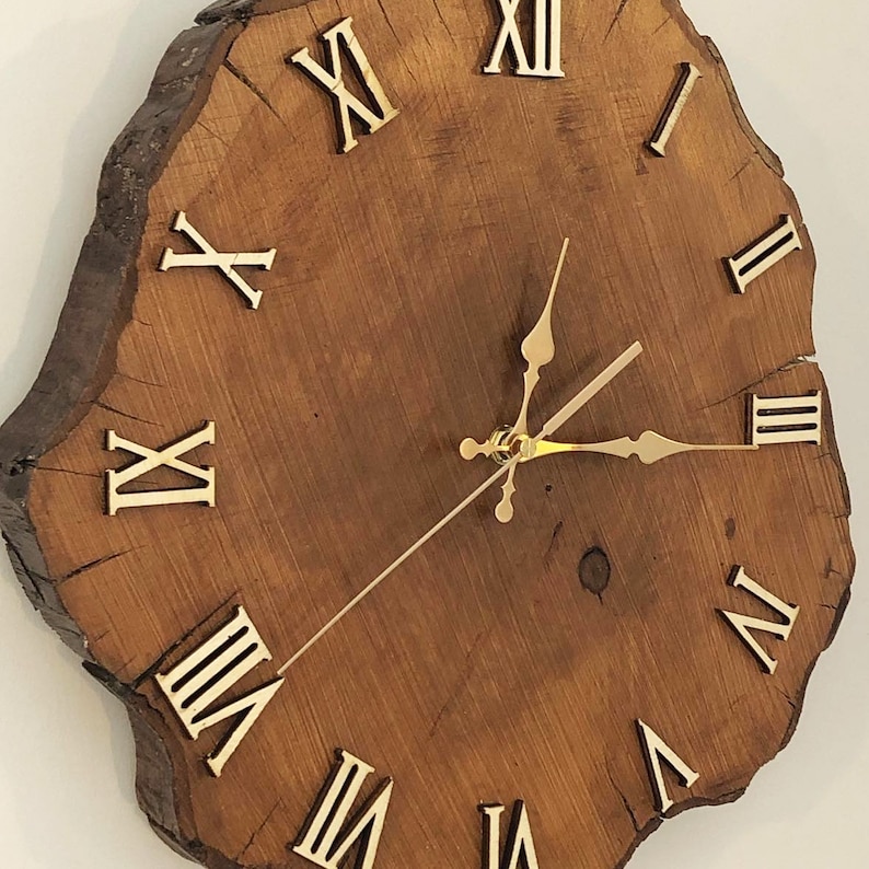 Wood Oak Slice Clock, Tree Wall Clock, Natural Stump Clock, Home Decor