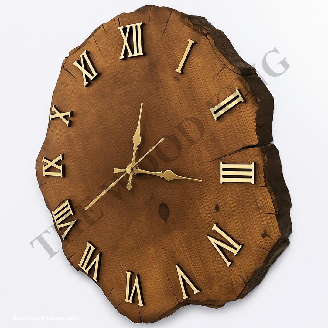 Reloj de pared de madera: rústico, silencioso, de roble natural