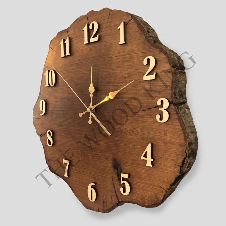 Rustic Wooden Clock – Handmade Natural Tree Decor | Farmhouse Modern ...