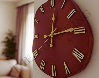 Mid Century Wood Clock – Rustic Farmhouse Roman Numerals | Handmade Vintage Desk & Home Gift