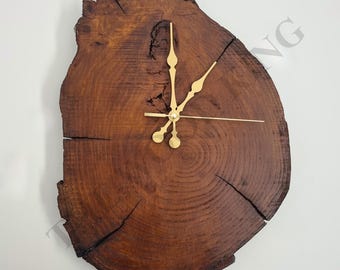 Live Edge Wooden Wall Clock | Rustic Minimalist Natural Wood Decor